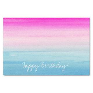 Pink and Blue Ombre Watercolor | Happy Birthday Tissue Paper
