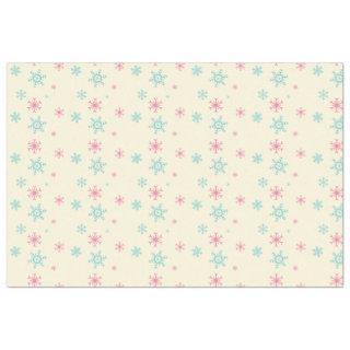 Pink And Blue Snowflake Pattern Christmas Wintery Tissue Paper