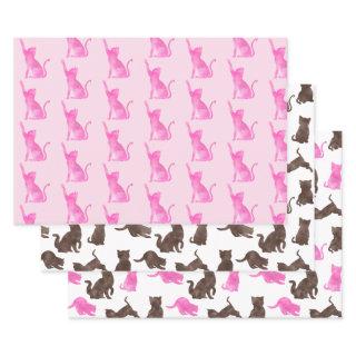 Pink and Brown Kitty Cats  Sheets