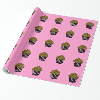 Pink and Chocolate Zebra Pattern Cupcake