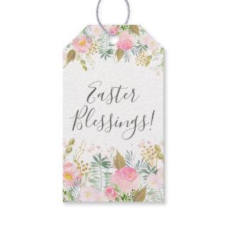 Pink and Gold Floral Easter Blessings Gift Tags