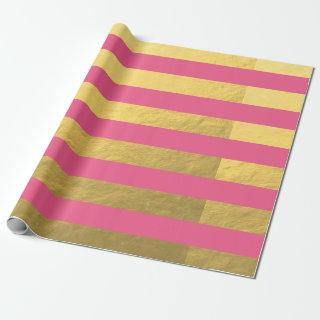 Pink and Gold Foil Stripes Printed