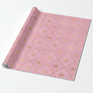 Pink and Gold Paris Foil Crown Pattern