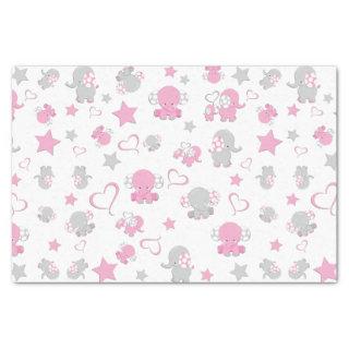 Pink and Gray Baby Elephant Pattern Print Tissue Paper