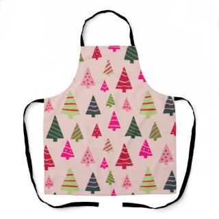 Pink and Green Christmas Trees Apron