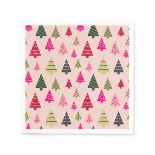 Pink and Green Christmas Trees Napkins