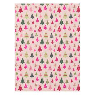 Pink and Green Christmas Trees Tablecloth