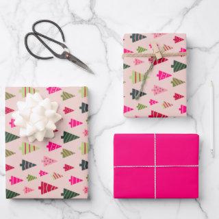 Pink and Green Christmas Trees  Sheets