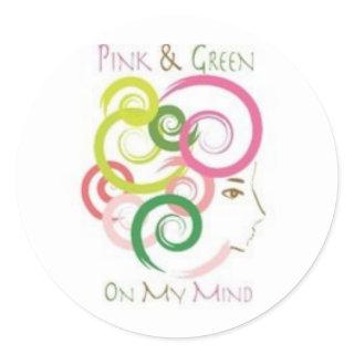 Pink and Green on My Mind Classic Round Sticker