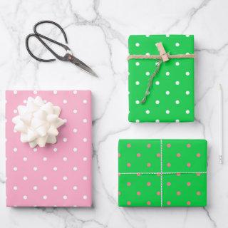 Pink and Green Polka Dots Trio  Sheets