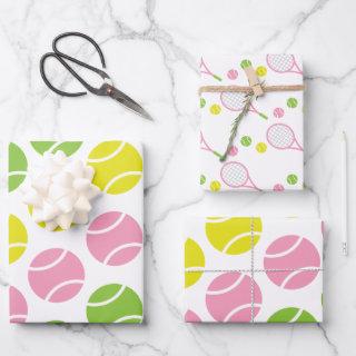 Pink and Green Tennis Gift Wrap Sheets
