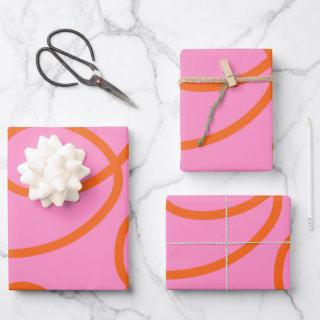 Pink And Orange Abstract Lines Brush Strokes  Sheets