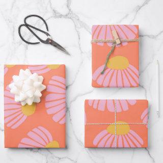 Pink and Orange Daisy Flower Pattern  Sheets