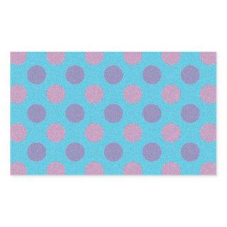Pink and purple polka dots on blue background rectangular sticker
