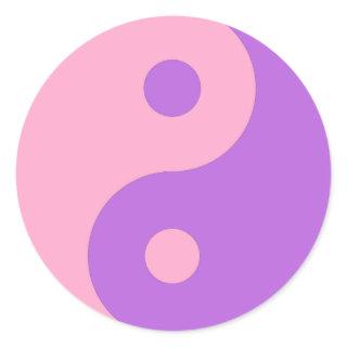 Pink and Purple Yin Yang Classic Round Sticker