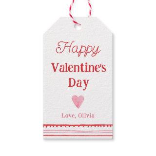 Pink and Red Heart Happy Valentines Day  Gift Tags