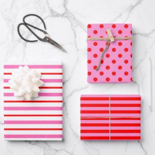 Pink and Red Polka Dot Striped  Sheets