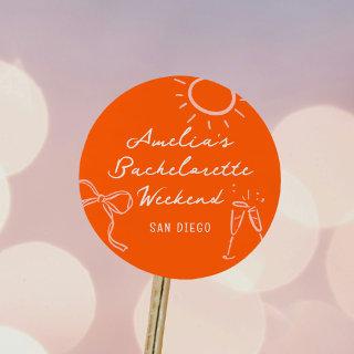 Pink and Red Sketch Bachelorette Weekend Party Classic Round Sticker