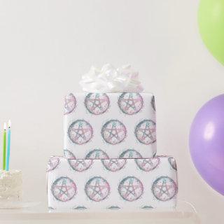 Pink and Teal Pentagram Witchcraft White Halloween