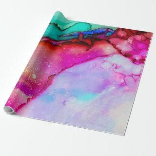 Pink and Turquoise Marble Abstract Watercolor