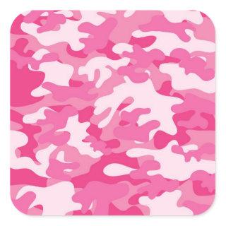Pink and White Camo Design Square Sticker