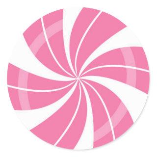 Pink and white candy swirl, peppermint candy classic round sticker