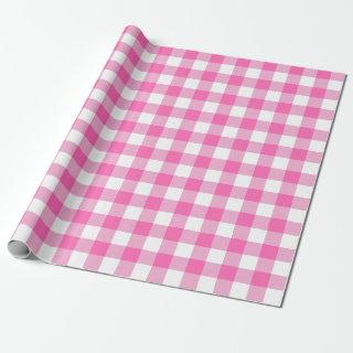 Pink and White Check Plaid |Large Pattern