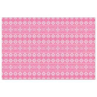 Pink and White Christmas Fair Isle Pattern Tissue Paper