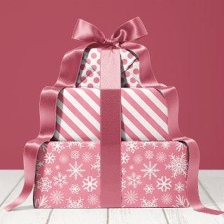 Pink and White Christmas Winter Snowflakes Pattern  Sheets