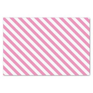 Pink and White Diagonal Stripes Tissue Paper