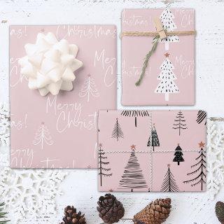 Pink and White Merry Christmas Tree   Sheets