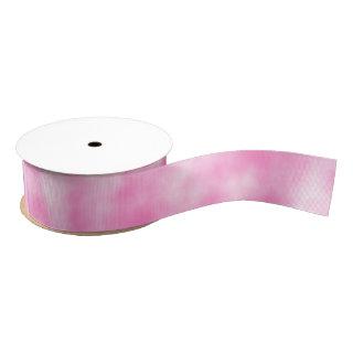 Pink and White Pastel Tie-Dye Marbleized Clouds Grosgrain Ribbon