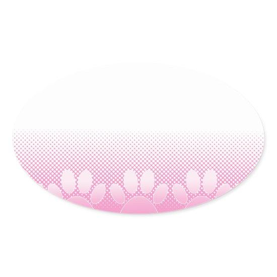 Pink And White Paws With Newsprint Background Oval Sticker