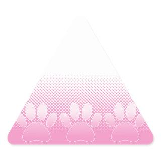 Pink And White Paws With Newsprint Background Triangle Sticker