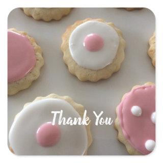 Pink and White Sugar  Cookies Square Sticker
