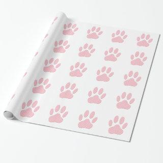 Pink And White Tartan Dog Paw Print