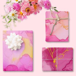 Pink and Yellow Marble  Sheet Set