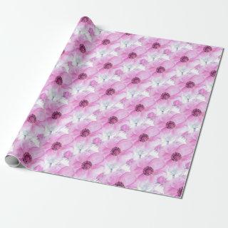 Pink anemone botanical watercolor art wrap