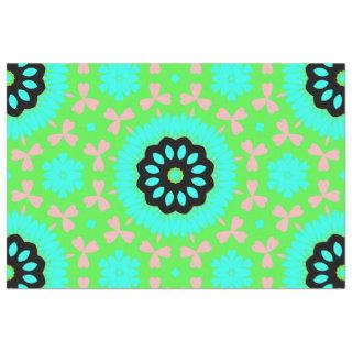Pink, Aqua & Lime Green Floral Pattern Decoupage Tissue Paper