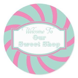 Pink Aqua Welcome to Our sweet shop Sticker
