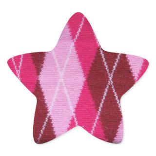 Pink Argyle Coziness Star Sticker