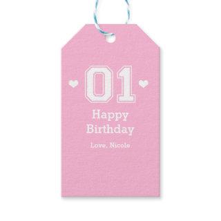 Pink Athletic 01 1st Birthday Baby Shower Gift Tag