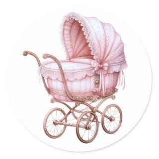 Pink Baby Pram Stickers