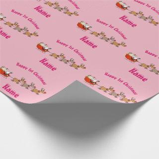 PINk Babys 1st Christmas Giftwrap Personalised