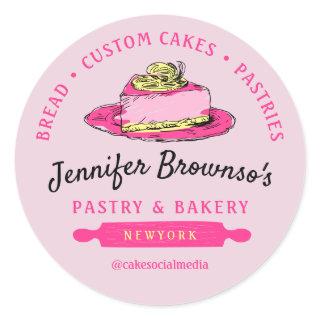 Pink Bakery Pastry Lemon Cheesecake Classic Round Sticker