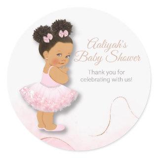Pink ballerina baby shower cupcake topper classic  classic round sticker