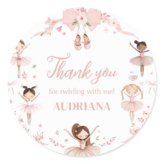 Pink Ballerina Birthday Party Classic Round Sticker