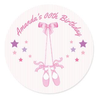 Pink Ballerina theme Birthday Party personalized Classic Round Sticker