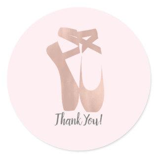 Pink Ballet Slippers Ballerina Rose Party Favor Classic Round Sticker
