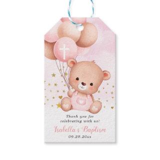 Pink Baptism Teddy Bear Thank You Baptism Favors Gift Tags